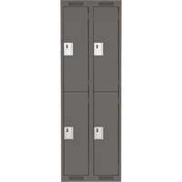 Clean Line Lockers, 2 -tier, Bank of 2, 24" x 18" x 72", Steel, Charcoal, Rivet (Assembled) Northern Industrial Supply Inc.