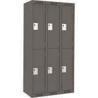 Clean Line Lockers, 2 -tier, Bank of 3, 36" x 18" x 72", Steel, Charcoal, Rivet (Assembled) Northern Industrial Supply Inc.