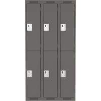 Clean Line Lockers, 2 -tier, Bank of 3, 36" x 18" x 72", Steel, Charcoal, Rivet (Assembled) Northern Industrial Supply Inc.