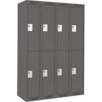 Clean Line Lockers, 2 -tier, Bank of 4, 48" x 18" x 72", Steel, Charcoal, Rivet (Assembled) Northern Industrial Supply Inc.