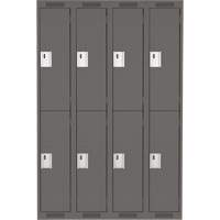 Clean Line Lockers, 2 -tier, Bank of 4, 48" x 18" x 72", Steel, Charcoal, Rivet (Assembled) Northern Industrial Supply Inc.