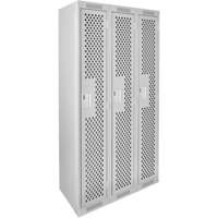 Clean Line Lockers, Bank of 3, 36" x 12" x 72", Steel, Grey, Rivet (Assembled), Perforated Northern Industrial Supply Inc.