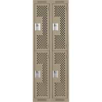 Casiers Clean Line, 2 niveaux, Bloc de 2, 24" x 15" x 72", Acier, Beige, Rivet (assembl&eacute;), Perfor&eacute; Northern Industrial Supply Inc.