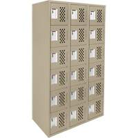 Assembled Lockerettes Clean Line Perforated Economy Lockers, 6 -tier, Bank of 3, 18" x 72" x 12", Steel Northern Industrial Supply Inc.