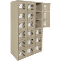 Assembled Lockerettes Clean Line Perforated Economy Lockers, 6 -tier, Bank of 3, 18" x 72" x 12", Steel Northern Industrial Supply Inc.