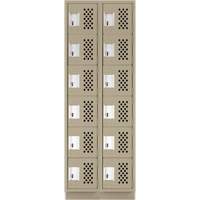 Clean-Line Perforated Lockerette, 6 -tier, Bank of 2, 12" x 72" x 12", Steel Northern Industrial Supply Inc.