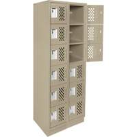 Clean-Line Perforated Lockerette, 6 -tier, Bank of 2, 12" x 72" x 12", Steel Northern Industrial Supply Inc.