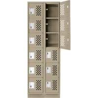 Clean-Line Perforated Lockerette, 6 -tier, Bank of 2, 12" x 72" x 12", Steel Northern Industrial Supply Inc.