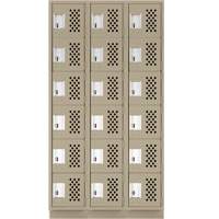 Assembled Lockerettes Clean Line Perforated Economy Lockers, 6 -tier, Bank of 3, 18" x 72" x 12", Steel Northern Industrial Supply Inc.