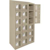 Assembled Lockerettes Clean Line Perforated Economy Lockers, 6 -tier, Bank of 3, 18" x 72" x 12", Steel Northern Industrial Supply Inc.