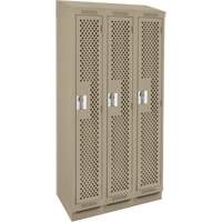 Clean Line Lockers, Bank of 3, 36" x 15" x 82", Steel, Beige, Rivet (Assembled), Perforated Northern Industrial Supply Inc.
