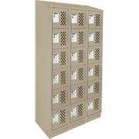 Assembled Lockerettes Clean Line Perforated Economy Lockers, 6 -tier, Bank of 3, 18" x 72" x 12", Steel Northern Industrial Supply Inc.