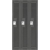 Clean Line Lockers, Bank of 3, 36" x 12" x 72", Steel, Charcoal, Rivet (Assembled), Perforated Northern Industrial Supply Inc.