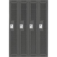 Clean Line Lockers, Bank of 4, 48" x 12" x 72", Steel, Charcoal, Rivet (Assembled), Perforated Northern Industrial Supply Inc.