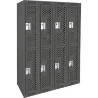 Casiers Clean Line, 2 niveaux, Bloc de 4, 48" x 15" x 72", Acier, Charbon, Rivet (assembl&eacute;), Perfor&eacute; Northern Industrial Supply Inc.