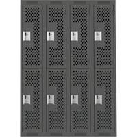 Casiers Clean Line, 2 niveaux, Bloc de 4, 48" x 15" x 72", Acier, Charbon, Rivet (assembl&eacute;), Perfor&eacute; Northern Industrial Supply Inc.