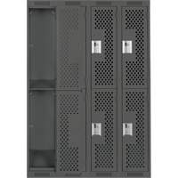 Casiers Clean Line, 2 niveaux, Bloc de 4, 48" x 15" x 72", Acier, Charbon, Rivet (assembl&eacute;), Perfor&eacute; Northern Industrial Supply Inc.