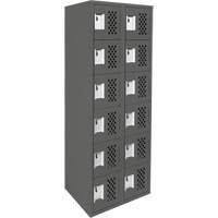 Assembled Lockerettes Clean Line Perforated Economy Lockers, 6 -tier, Bank of 2, 18" x 72" x 12", Steel Northern Industrial Supply Inc.