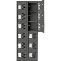 Assembled Lockerettes Clean Line Perforated Economy Lockers, 6 -tier, Bank of 2, 18" x 72" x 12", Steel Northern Industrial Supply Inc.