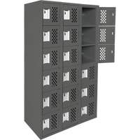 Assembled Lockerettes Clean Line Perforated Economy Lockers, 6 -tier, Bank of 3, 18" x 72" x 12", Steel Northern Industrial Supply Inc.