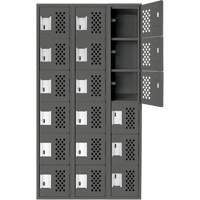 Assembled Lockerettes Clean Line Perforated Economy Lockers, 6 -tier, Bank of 3, 18" x 72" x 12", Steel Northern Industrial Supply Inc.