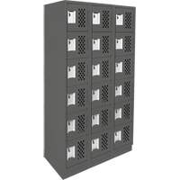 Assembled Lockerettes Clean Line Perforated Economy Lockers, 6 -tier, Bank of 3, 18" x 72" x 12", Steel Northern Industrial Supply Inc.