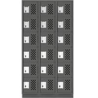 Assembled Lockerettes Clean Line Perforated Economy Lockers, 6 -tier, Bank of 3, 18" x 72" x 12", Steel Northern Industrial Supply Inc.