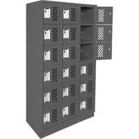 Assembled Lockerettes Clean Line Perforated Economy Lockers, 6 -tier, Bank of 3, 18" x 72" x 12", Steel Northern Industrial Supply Inc.