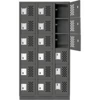 Assembled Lockerettes Clean Line Perforated Economy Lockers, 6 -tier, Bank of 3, 18" x 72" x 12", Steel Northern Industrial Supply Inc.