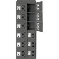 Assembled Lockerettes Clean Line Perforated Economy Lockers, 6 -tier, Bank of 2, 18" x 72" x 12", Steel Northern Industrial Supply Inc.