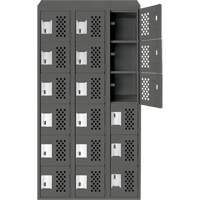 Assembled Lockerettes Clean Line Perforated Economy Lockers, 6 -tier, Bank of 3, 18" x 72" x 12", Steel Northern Industrial Supply Inc.