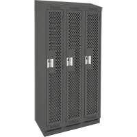 Clean Line Lockers, Bank of 3, 36" x 15" x 82", Steel, Charcoal, Rivet (Assembled), Perforated Northern Industrial Supply Inc.