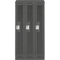 Clean Line Lockers, Bank of 3, 36" x 15" x 82", Steel, Charcoal, Rivet (Assembled), Perforated Northern Industrial Supply Inc.