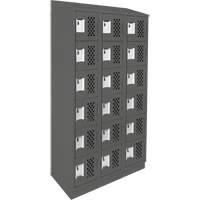 Assembled Lockerettes Clean Line Perforated Economy Lockers, 6 -tier, Bank of 3, 18" x 72" x 12", Steel Northern Industrial Supply Inc.