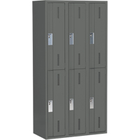 Concorde Heavy-Duty Lockers, 2 -tier, Bank of 3, 36" x 18" x 72", Steel, Charcoal, Welded (Assembled) Northern Industrial Supply Inc.