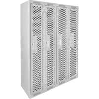 Clean Line Lockers, Bank of 4, 48" x 12" x 72", Steel, Grey, Rivet (Assembled), Perforated Northern Industrial Supply Inc.