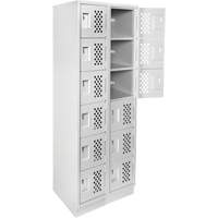 Assembled Lockerettes Clean Line Perforated Economy Lockers, 6 -tier, Bank of 2, 18" x 72" x 12", Steel Northern Industrial Supply Inc.