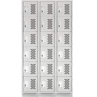 Assembled Lockerettes Clean Line Perforated Economy Lockers, 6 -tier, Bank of 3, 18" x 72" x 12", Steel Northern Industrial Supply Inc.