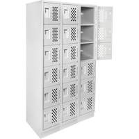 Assembled Lockerettes Clean Line Perforated Economy Lockers, 6 -tier, Bank of 3, 18" x 72" x 12", Steel Northern Industrial Supply Inc.
