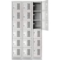 Assembled Lockerettes Clean Line Perforated Economy Lockers, 6 -tier, Bank of 3, 18" x 72" x 12", Steel Northern Industrial Supply Inc.