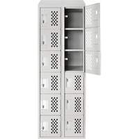 Assembled Lockerettes Clean Line Perforated Economy Lockers, 6 -tier, Bank of 2, 18" x 72" x 12", Steel Northern Industrial Supply Inc.