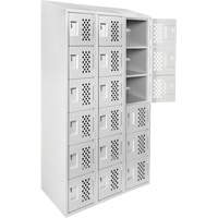 Assembled Lockerettes Clean Line Perforated Economy Lockers, 6 -tier, Bank of 3, 18" x 72" x 12", Steel Northern Industrial Supply Inc.