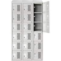 Assembled Lockerettes Clean Line Perforated Economy Lockers, 6 -tier, Bank of 3, 18" x 72" x 12", Steel Northern Industrial Supply Inc.
