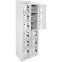Assembled Lockerettes Clean Line Perforated Economy Lockers, 6 -tier, Bank of 2, 18" x 72" x 12", Steel Northern Industrial Supply Inc.