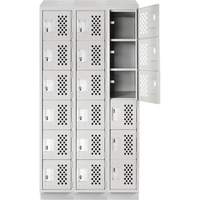 Assembled Lockerettes Clean Line Perforated Economy Lockers, 6 -tier, Bank of 3, 18" x 72" x 12", Steel Northern Industrial Supply Inc.