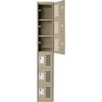 Assembled Lockerettes Clean Line Perforated Economy Lockers, 6 -tier, 18" x 72" x 12", Steel Northern Industrial Supply Inc.