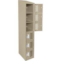 Assembled Lockerettes Clean Line Perforated Economy Lockers, 6 -tier, 18" x 72" x 12", Steel Northern Industrial Supply Inc.