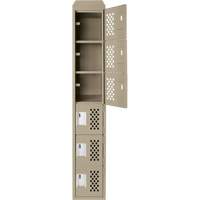 Assembled Lockerettes Clean Line Perforated Economy Lockers, 6 -tier, 18" x 72" x 12", Steel Northern Industrial Supply Inc.