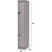 Lockers, 2 -tier, 12" x 18" x 72", Steel, Grey, Knocked Down Northern Industrial Supply Inc.