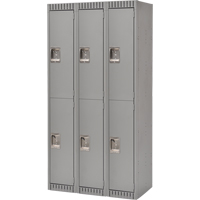 Lockers, 2 -tier, Bank of 3, 36" x 18" x 72", Steel, Grey, Knocked Down Northern Industrial Supply Inc.